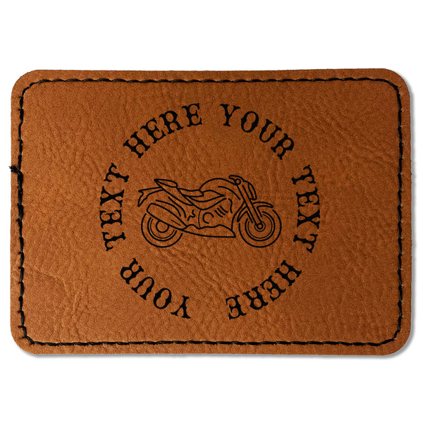 Custom Motorcycle Faux Leather Iron On Patch - Rectangle (Personalized)