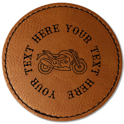 Motorcycle Faux Leather Iron On Patch - Round (Personalized)