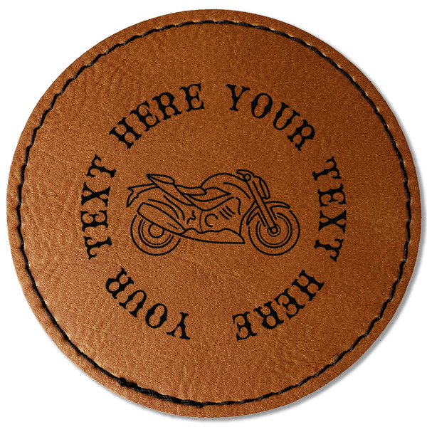 Custom Motorcycle Faux Leather Iron On Patch - Round (Personalized)