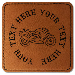 Motorcycle Faux Leather Iron On Patch - Square (Personalized)