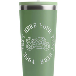 Motorcycle RTIC Everyday Tumbler with Straw - 28oz - Light Green - Single-Sided (Personalized)