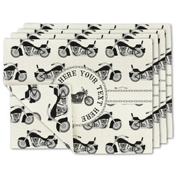 Motorcycle Double-Sided Linen Placemat - Set of 4 w/ Name or Text