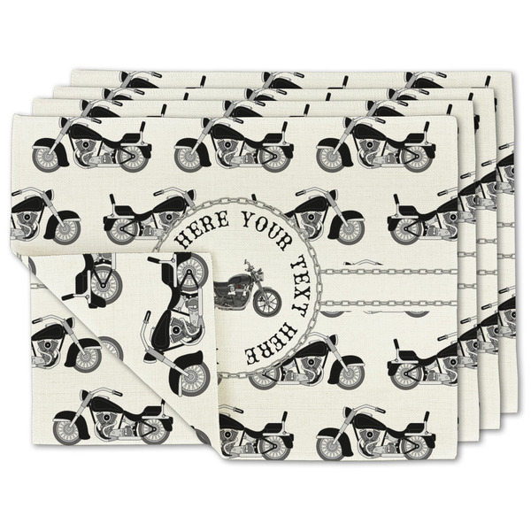 Custom Motorcycle Double-Sided Linen Placemat - Set of 4 w/ Name or Text