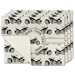 Motorcycle Single-Sided Linen Placemat - Set of 4 w/ Name or Text