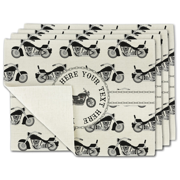 Custom Motorcycle Single-Sided Linen Placemat - Set of 4 w/ Name or Text