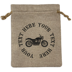 Motorcycle Medium Burlap Gift Bag - Front (Personalized)