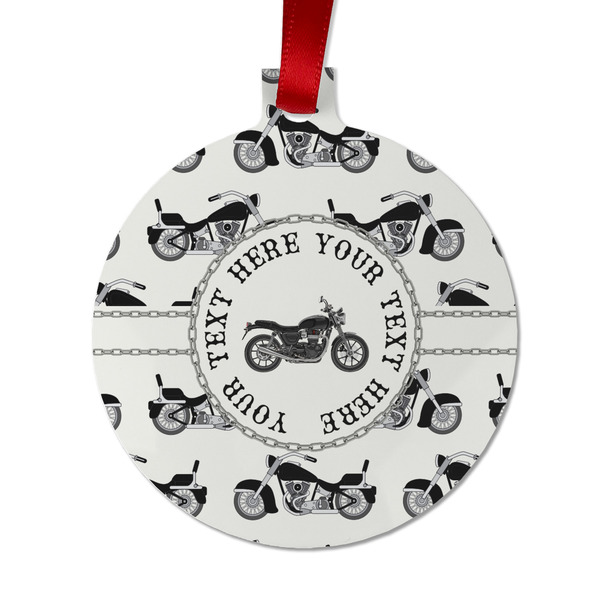 Custom Motorcycle Metal Ball Ornament - Double Sided w/ Name or Text