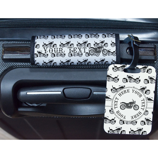 Motorcycle Metal Luggage Tag & Handle Wrap - In Context