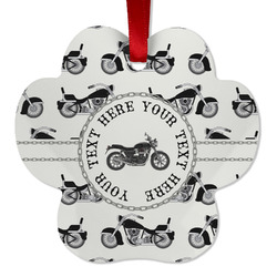 Motorcycle Metal Paw Ornament - Double Sided w/ Name or Text