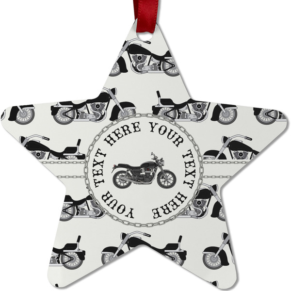 Custom Motorcycle Metal Star Ornament - Double Sided w/ Name or Text