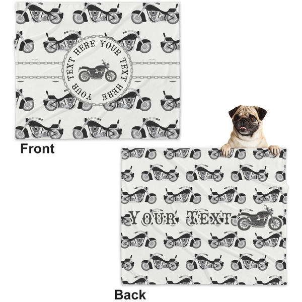 Motorcycle Microfleece Dog Blanket - Large- Front & Back