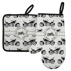 Motorcycle Left Oven Mitt & Pot Holder Set w/ Name or Text