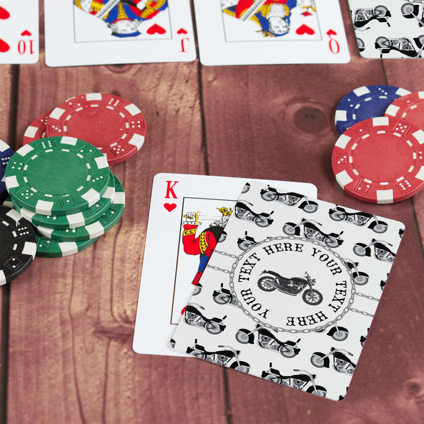 Motorcycle On Table with Poker Chips