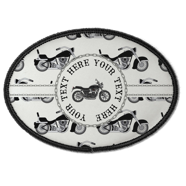 Custom Motorcycle Iron On Oval Patch w/ Name or Text