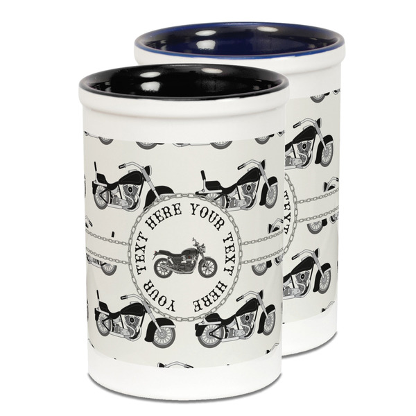 Custom Motorcycle Ceramic Pencil Holder - Large