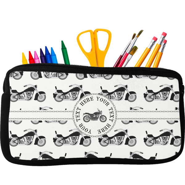 Custom Motorcycle Neoprene Pencil Case - Small w/ Name or Text