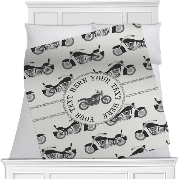 Custom Motorcycle Minky Blanket - Toddler / Throw - 60"x50" - Double Sided (Personalized)