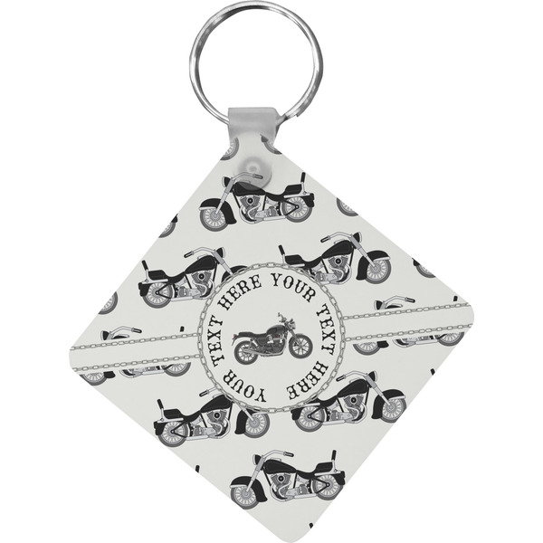 Custom Motorcycle Diamond Plastic Keychain w/ Name or Text