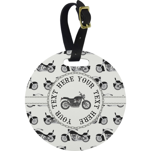 Custom Motorcycle Plastic Luggage Tag - Round (Personalized)