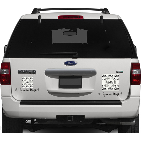 Motorcycle Personalized Square Car Magnets on Ford Explorer