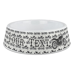 Motorcycle Plastic Dog Bowl - Large (Personalized)