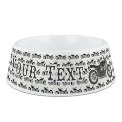Motorcycle Plastic Dog Bowl (Personalized)