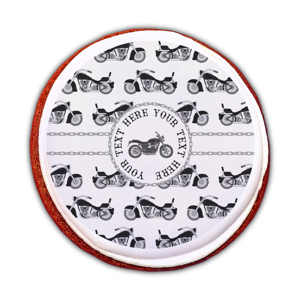 Motorcycle Printed Icing Circle - Medium - On Cookie