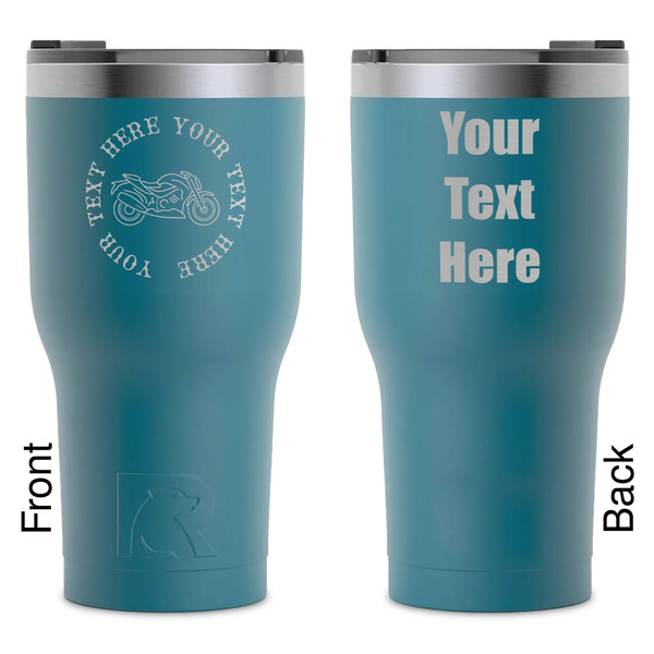 Custom Motorcycle RTIC Tumbler - Dark Teal - Laser Engraved - Double-Sided (Personalized)