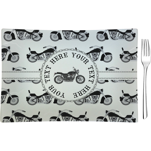 Custom Motorcycle Rectangular Glass Appetizer / Dessert Plate - Single or Set (Personalized)