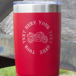 Motorcycle 20 oz Stainless Steel Tumbler - Red - Single Sided (Personalized)