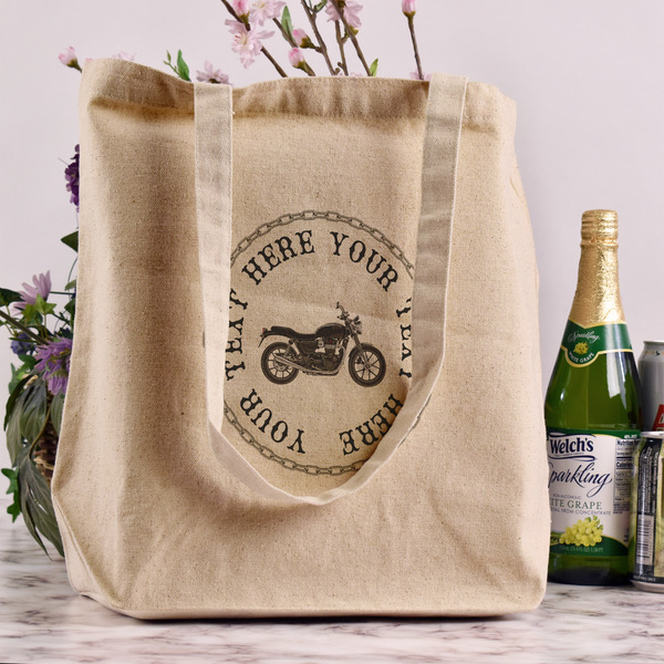 Motorcycle Reusable Cotton Grocery Bag - In Context