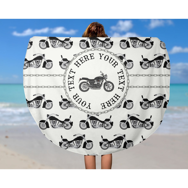 Motorcycle Round Beach Towel - In Use