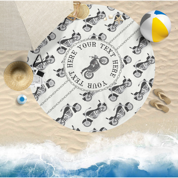 Motorcycle Round Beach Towel Lifestyle