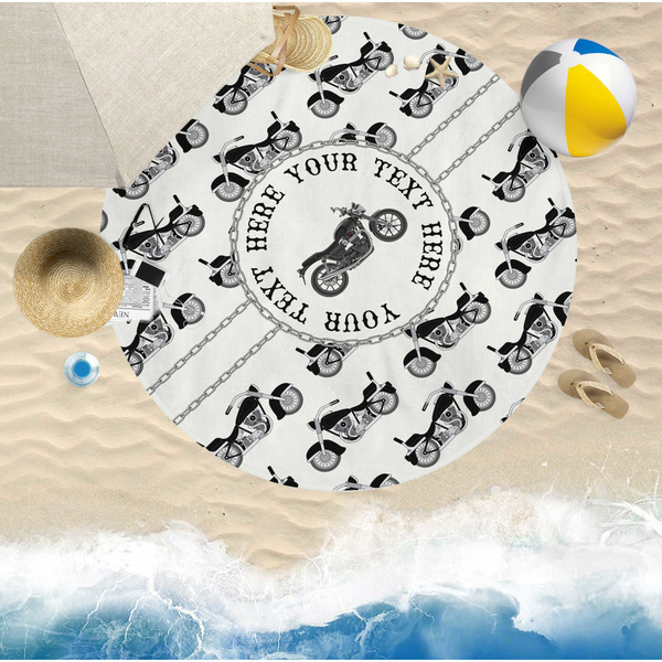 Motorcycle Round Beach Towel Lifestyle