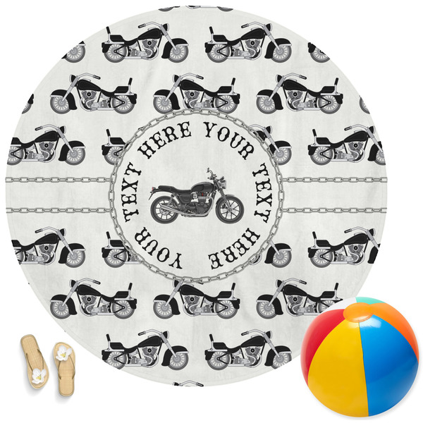 Custom Motorcycle Round Beach Towel (Personalized)