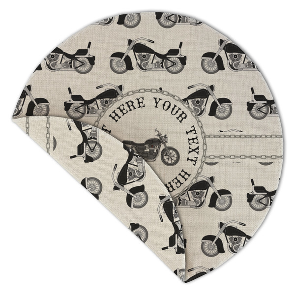 Motorcycle Round Linen Placemats - Front (folded corner double sided)
