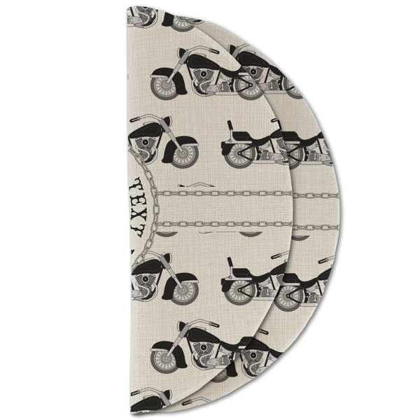 Motorcycle Round Linen Placemats - HALF FOLDED (double sided)