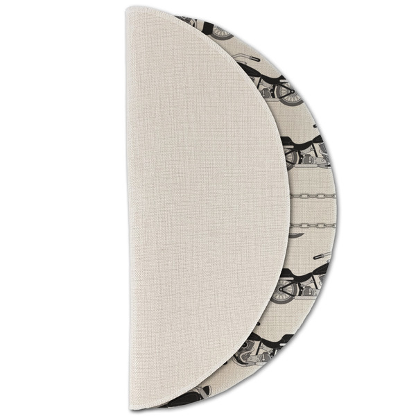 Motorcycle Round Linen Placemats - HALF FOLDED (single sided)