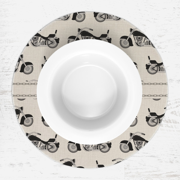 Motorcycle Round Linen Placemats - LIFESTYLE (single)