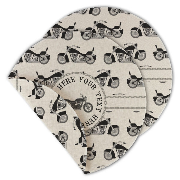 Custom Motorcycle Round Linen Placemat - Double Sided - Set of 4 (Personalized)