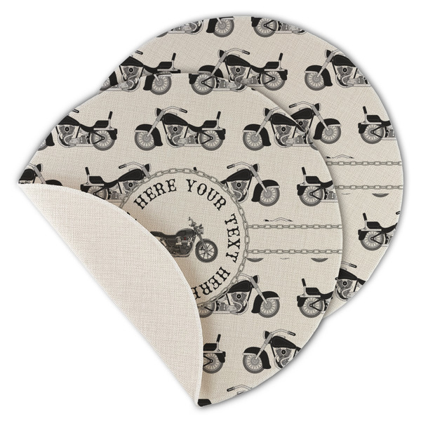 Custom Motorcycle Round Linen Placemat - Single Sided - Set of 4 (Personalized)