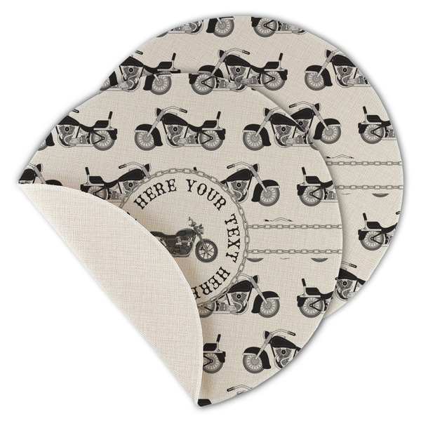 Motorcycle Round Linen Placemats - MAIN (Single Sided)