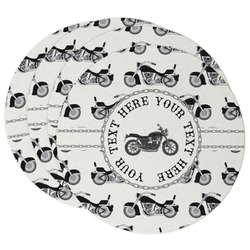 Motorcycle Round Paper Coasters w/ Name or Text