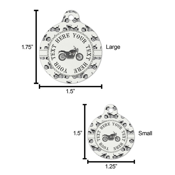 Motorcycle Round Pet ID Tag - Large - Comparison Scale