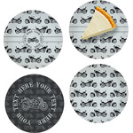 Motorcycle Set of 4 Glass Appetizer / Dessert Plate 8" (Personalized)