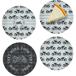 Motorcycle Set of 4 Glass Appetizer / Dessert Plate 8" (Personalized)