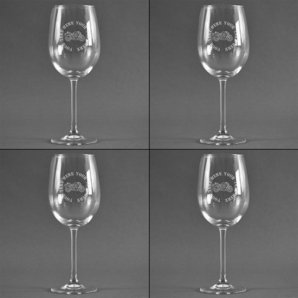 Motorcycle Set of Four Personalized Wineglasses (Approval)
