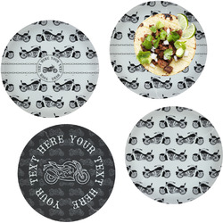 Motorcycle Set of 4 Glass Lunch / Dinner Plate 10" (Personalized)