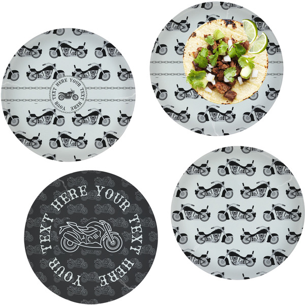 Custom Motorcycle Set of 4 Glass Lunch / Dinner Plate 10" (Personalized)