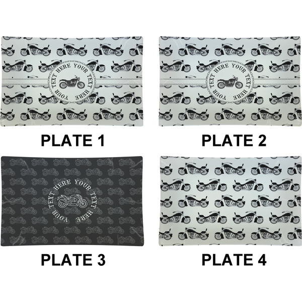 Motorcycle Set of Rectangular Dinner Plates (Approval)